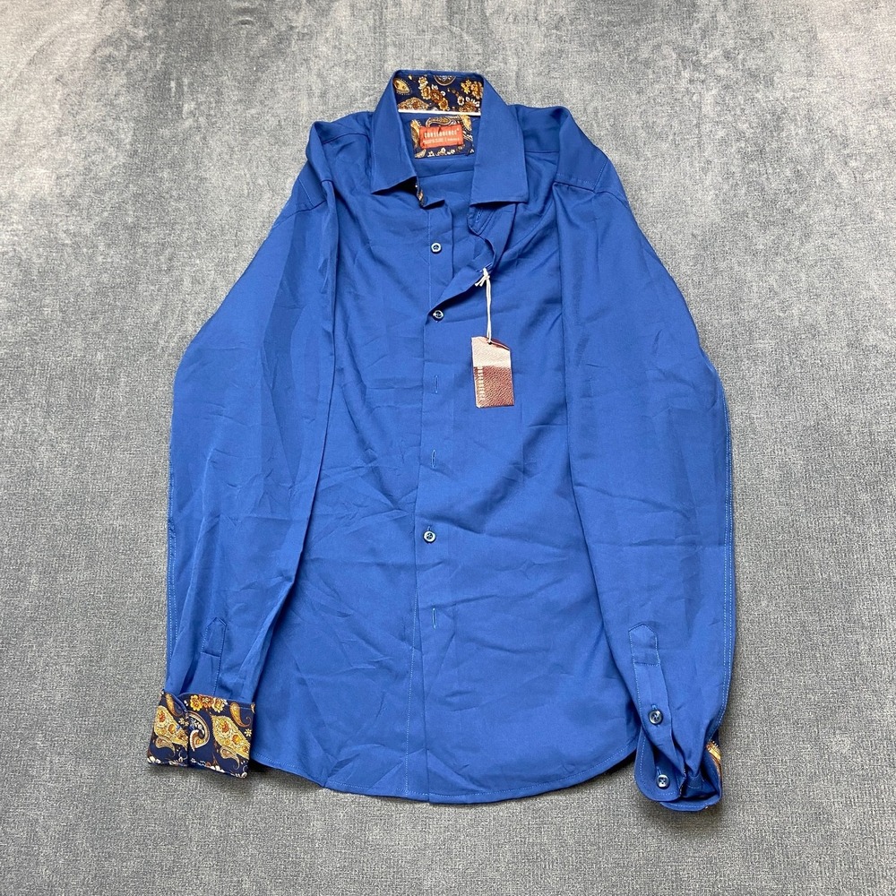 Consequence Surf Mech Stretch Shirt Mens S Blue Flip Cuffs Button Up Long Sleeve